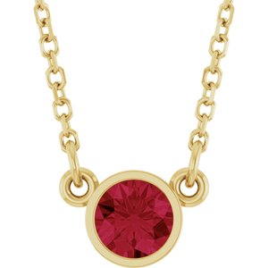 14K Yellow Gold Natural Ruby Solitaire 16" Necklace