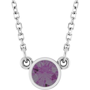 14K White Gold Lab-Grown Alexandrite Solitaire 16" Necklace