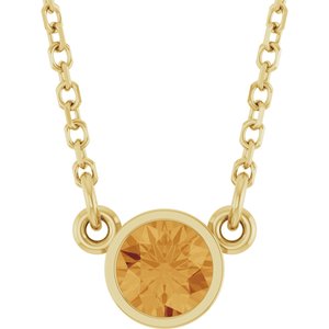 14K Yellow Gold Natural Citrine Solitaire 16" Necklace