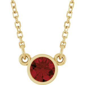 14K Yellow Gold Natural Mozambique Garnet Solitaire 16" Necklace