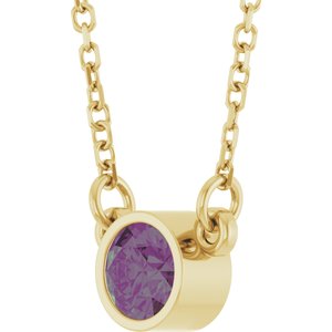 14K Yellow Gold Lab-Grown Alexandrite Solitaire 16" Necklace