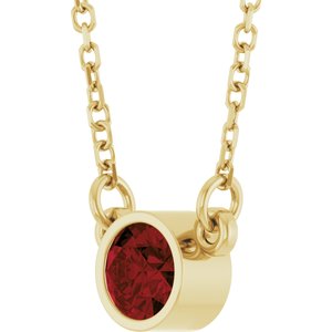 14K Yellow Gold Natural Mozambique Garnet Solitaire 16" Necklace