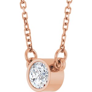 14K Rose Gold 1/4 CT Natural Diamond Solitaire 18" Necklace