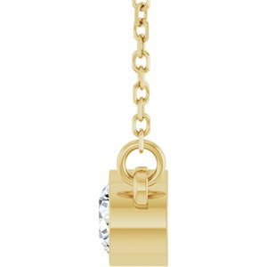 14K Yellow Gold Natural White Sapphire Solitaire 16" Necklace
