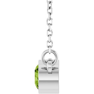 14K White Gold Natural Peridot Solitaire 16" Necklace