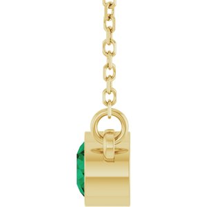 14K Yellow Gold Lab-Grown Emerald Solitaire 16" Necklace