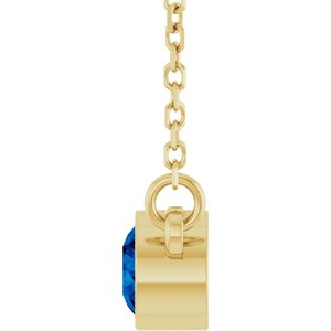 14K Yellow Gold Natural Blue Sapphire Solitaire 16" Necklace