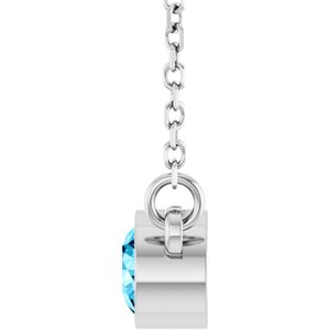 14K White Gold Natural Aquamarine Solitaire 16" Necklace