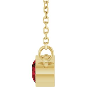 14K Yellow Gold Natural Mozambique Garnet Solitaire 16" Necklace