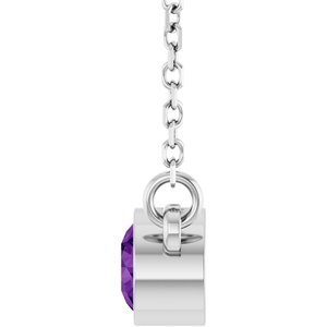 Rhodium-Plated Sterling Silver Imitation Amethyst Solitaire 16" Necklace
