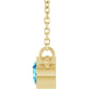 14K Yellow Gold Natural Blue Zircon Solitaire 16" Necklace