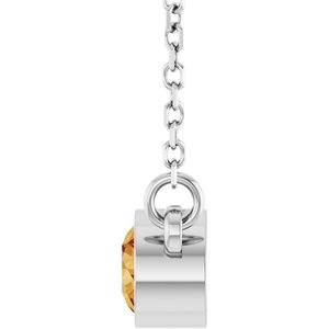 Rhodium-Plated Sterling Silver Imitation Citrine Solitaire 16" Necklace
