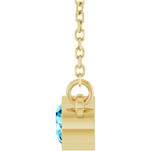 14K Yellow Gold Natural Aquamarine Solitaire 16" Necklace