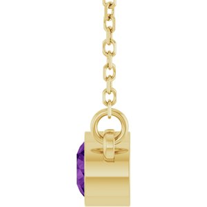 14K Yellow Gold Natural Amethyst Solitaire 16" Necklace