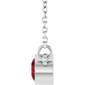 14K White Gold Natural Mozambique Garnet Solitaire 16" Necklace