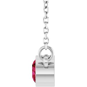 Rhodium-Plated Sterling Silver Imitation Ruby Solitaire 16" Necklace