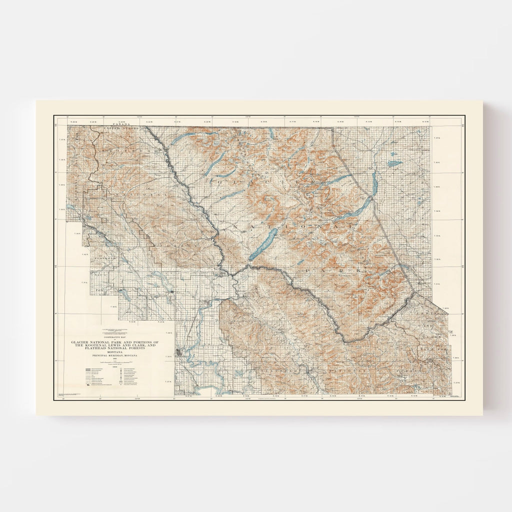 Vintage Glacier National Park Map 1935