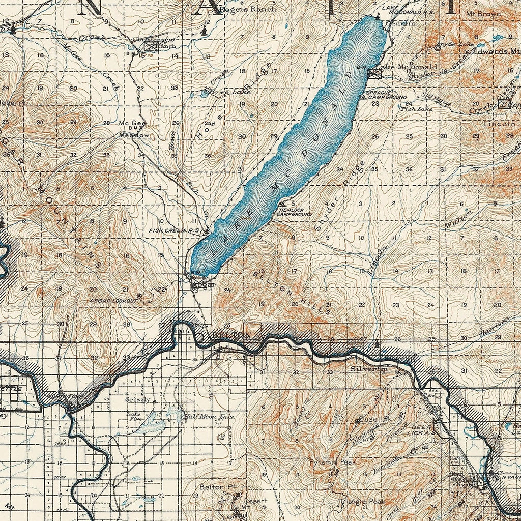 Vintage Glacier National Park Map 1935