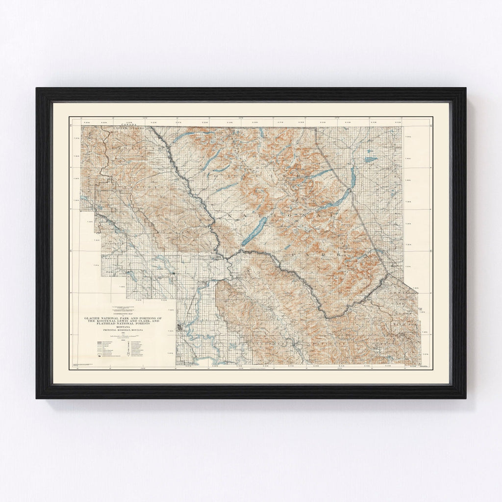 Vintage Glacier National Park Map 1935