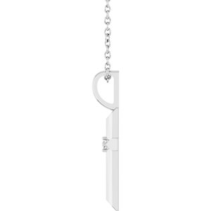 Sterling Silver .0075 CT Natural Diamond Cross 16-18" Necklace