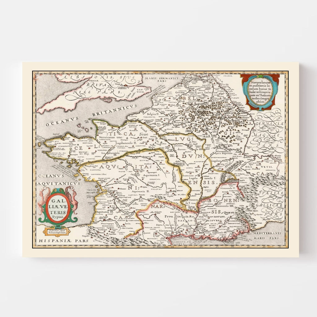 Vintage Ancient Gaul Map 1662