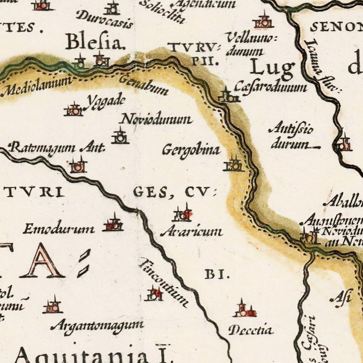 Vintage Ancient Gaul Map 1662
