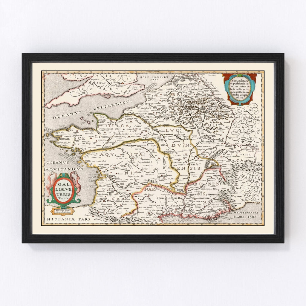 Vintage Ancient Gaul Map 1662