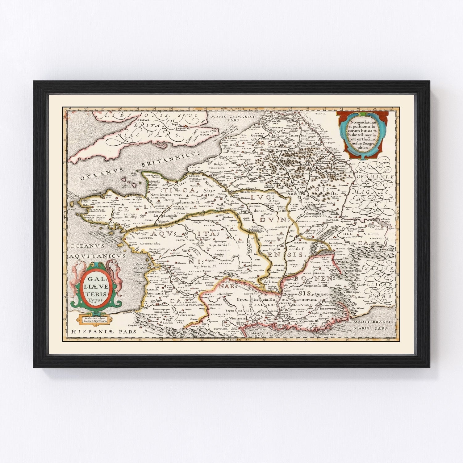 Vintage Ancient Gaul Map 1662
