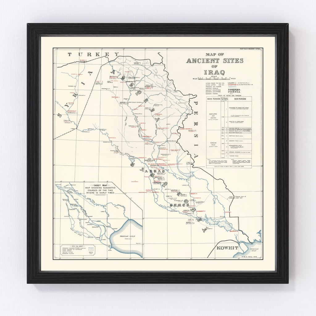 Vintage Map of the Ancient Sites of Iraq 1929