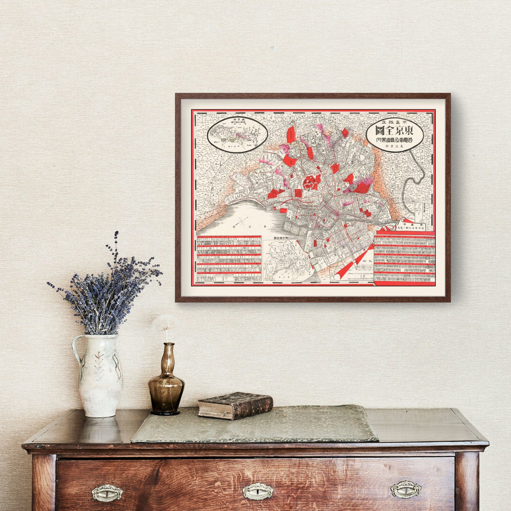 Vintage Map of Tokyo, Japan 1908