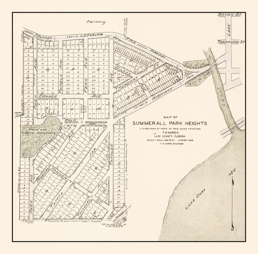 Vintage Summerall Park Heights, Tavares, FL Map 1926