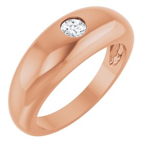 14K Rose Gold 1/4 CT Natural Diamond Dome Ring