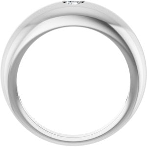 14K White Gold 1/4 CT Natural Diamond Dome Ring