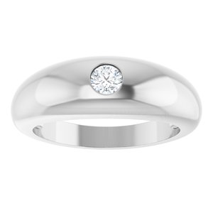 14K White Gold 1/4 CT Lab-Grown Diamond Dome Ring