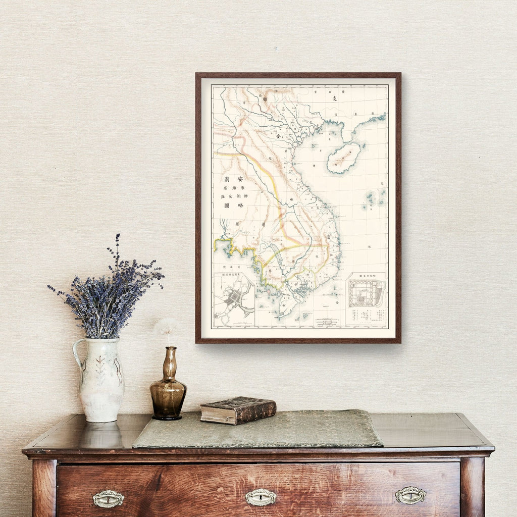 Vintage Vietnam & Cambodia Map 1881