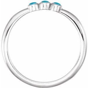 14K White Gold Natural Turquoise Stackable Ring