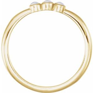 14K Yellow Gold Natural Rainbow Moonstone Stackable Ring