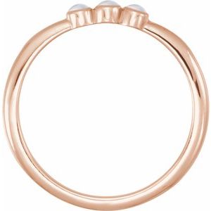 14K Rose Gold Natural Rainbow Moonstone Stackable Ring