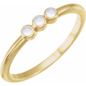 14K Yellow Gold Natural Rainbow Moonstone Stackable Ring
