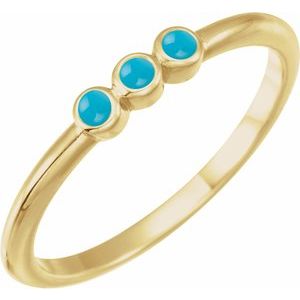 14K Yellow Gold Natural Turquoise Stackable Ring
