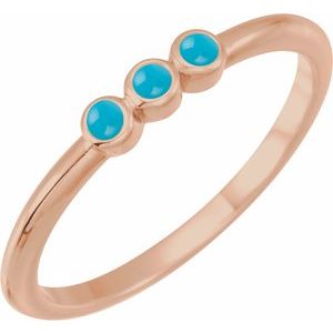 14K Rose Gold Natural Turquoise Stackable Ring