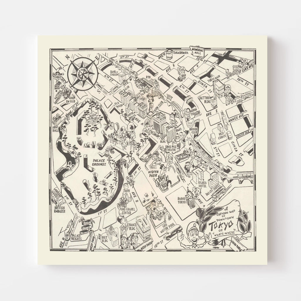 Vintage Map of Tokyo, Japan 1952