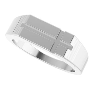 Rectangle Cross Signet Ring