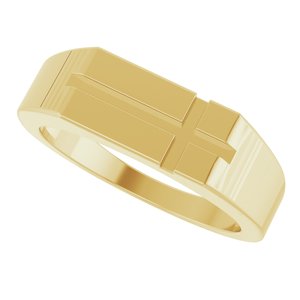 Rectangle Cross Signet Ring