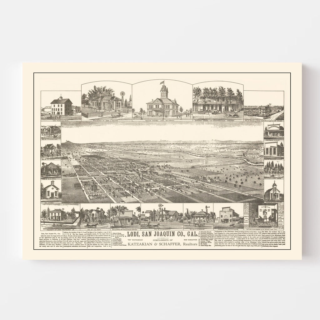 Vintage Map of Lodi, California 1870