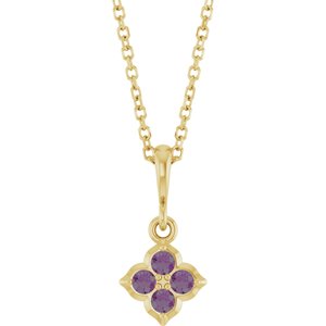 14K Yellow Gold Lab-Grown Alexandrite 16-18" Necklace