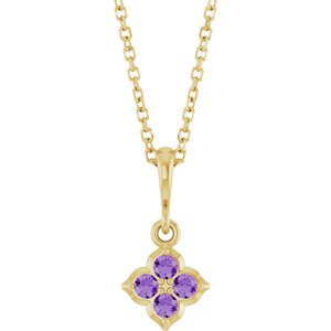 14K Yellow Gold Lab-Grown Purple Sapphire 16-18" Necklace