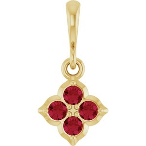 14K Yellow Gold Lab-Grown Ruby Pendant