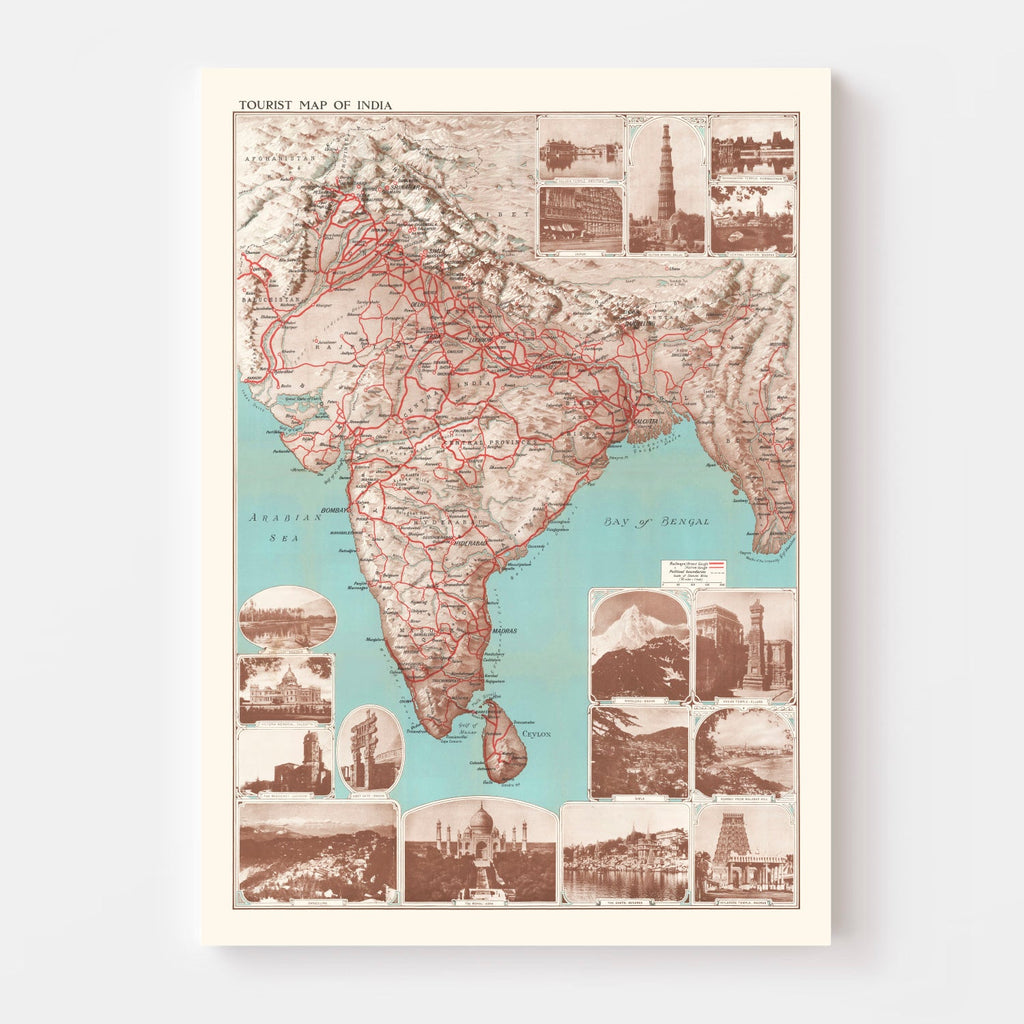 Vintage India Tourist Map 1930