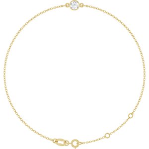 14K Yellow Gold 4 mm Round Bezel-Set 6 1/2-7 1/2" Bracelet Mounting
